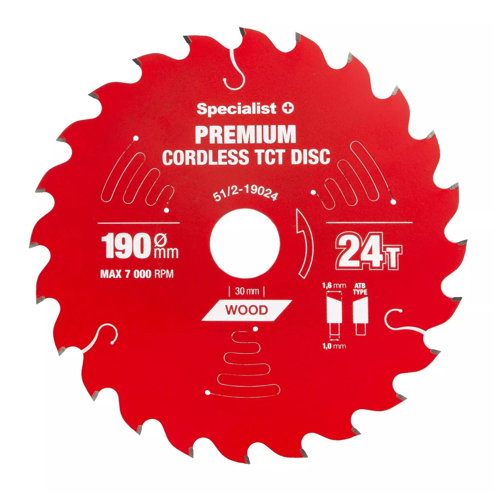 Pjovimo diskas 190x24Tx30mm, Cordless PREMIUM, SPECIALIST+