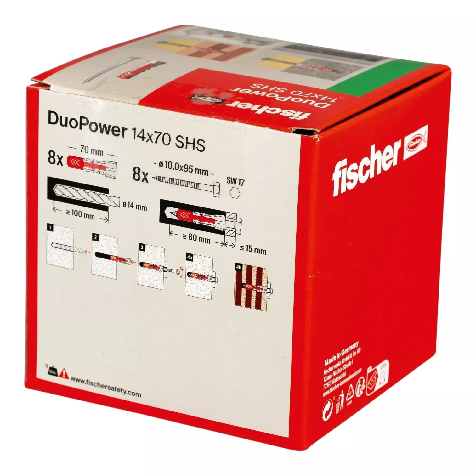 Universalus dvikomponentis kaištis DuoPower 14x70 S su varžtu, 8 vnt. FISCHER