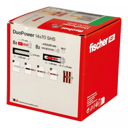 Universalus dvikomponentis kaištis DuoPower 14x70 S su varžtu, 8 vnt. FISCHER