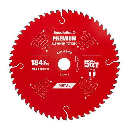 Pjovimo diskas 184x56Tx20/16mm, Aluminium PREMIUM, SPECIALIST+