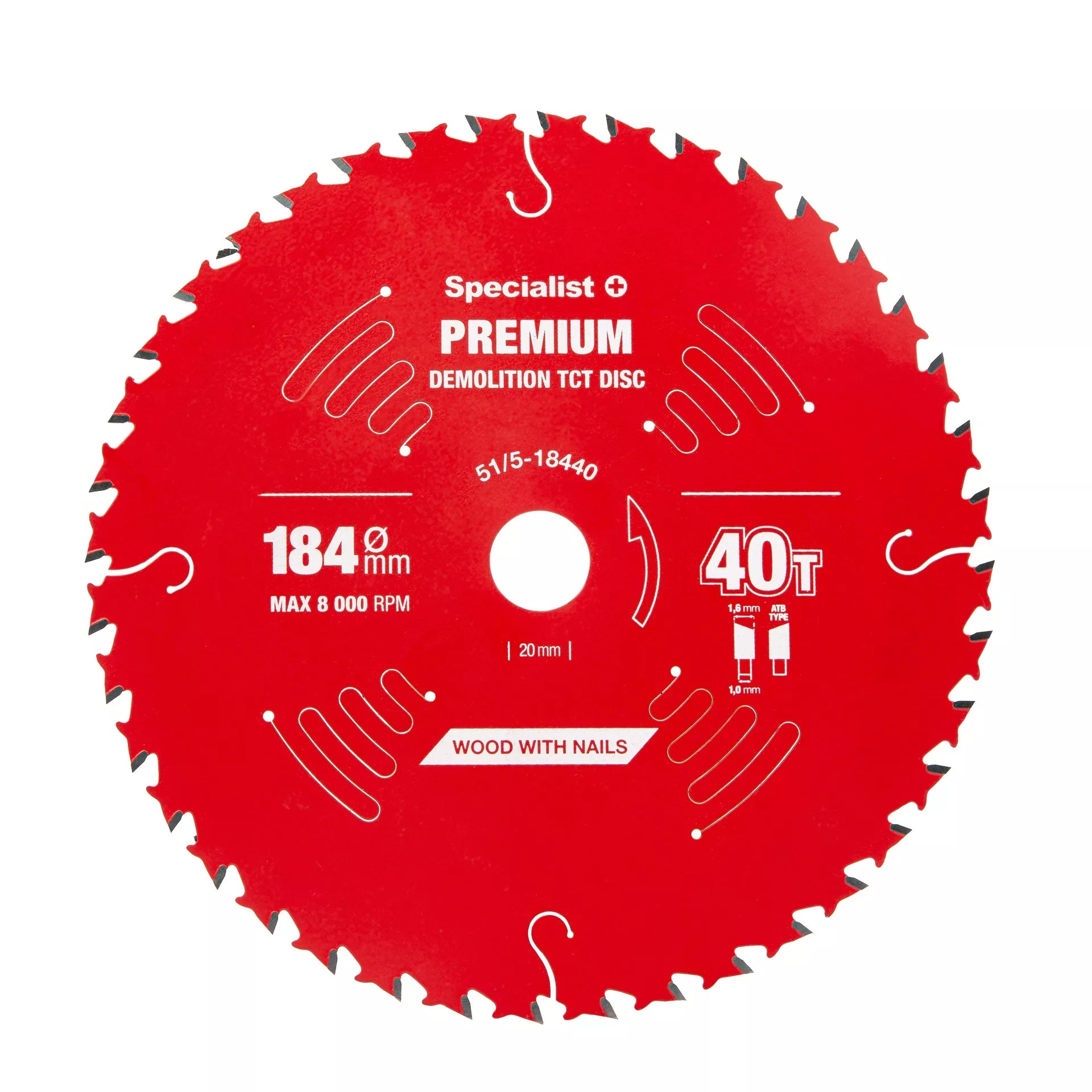 Pjovimo diskas 184x40Tx20/16mm, Demolition PREMIUM, SPECIALIST+