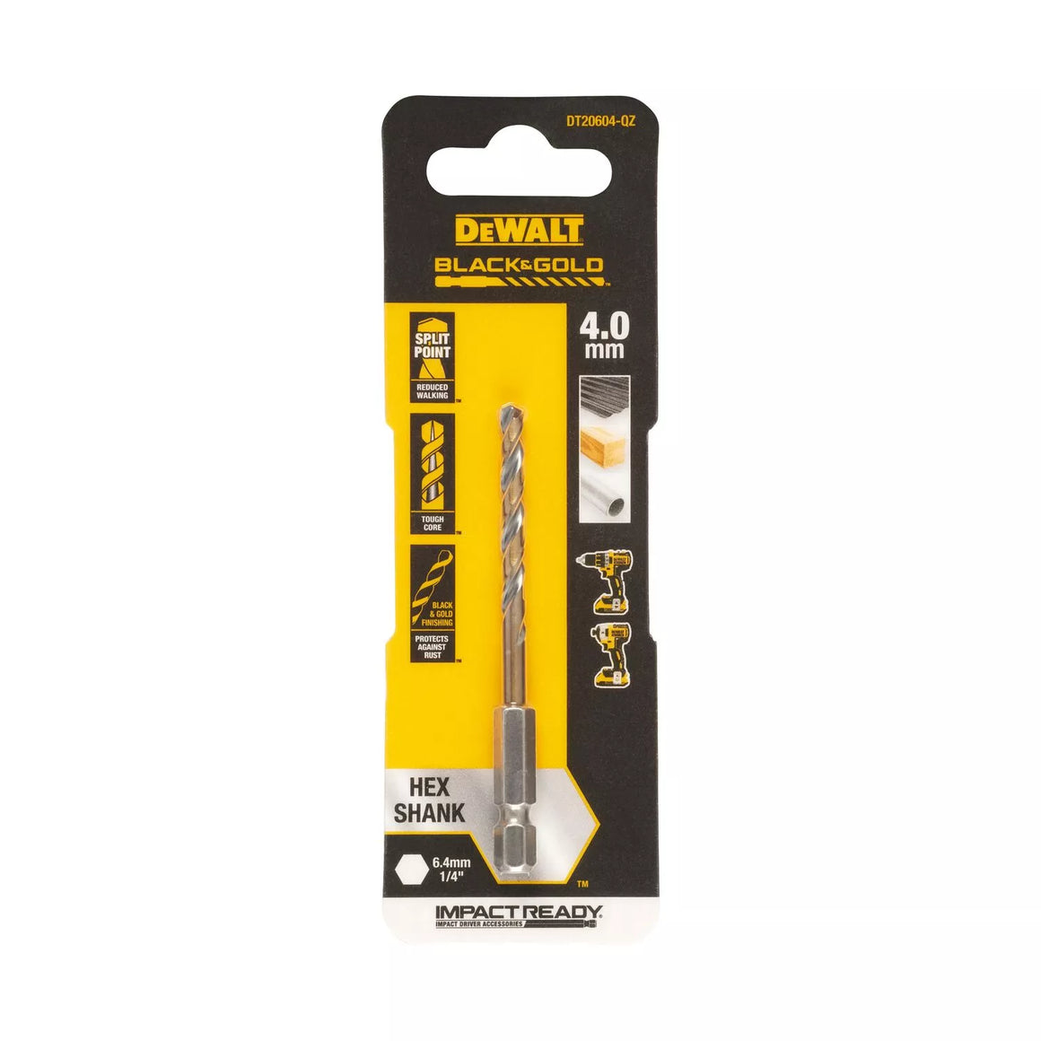 Grąžtas metalui HEX 1/4, 4,0 mm, DeWALT