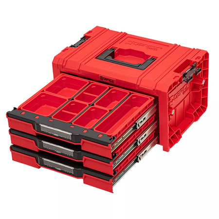 QBRICK PRO įrankių dėžė su 3 stalčiais 2.0 EXPERT RED