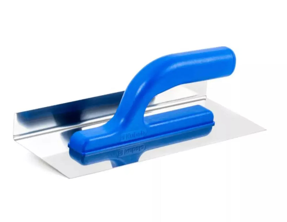 Nerūdijančio plieno kampinė glaistyklė su plastikine rankena 100×270×30 mm. KUBALA