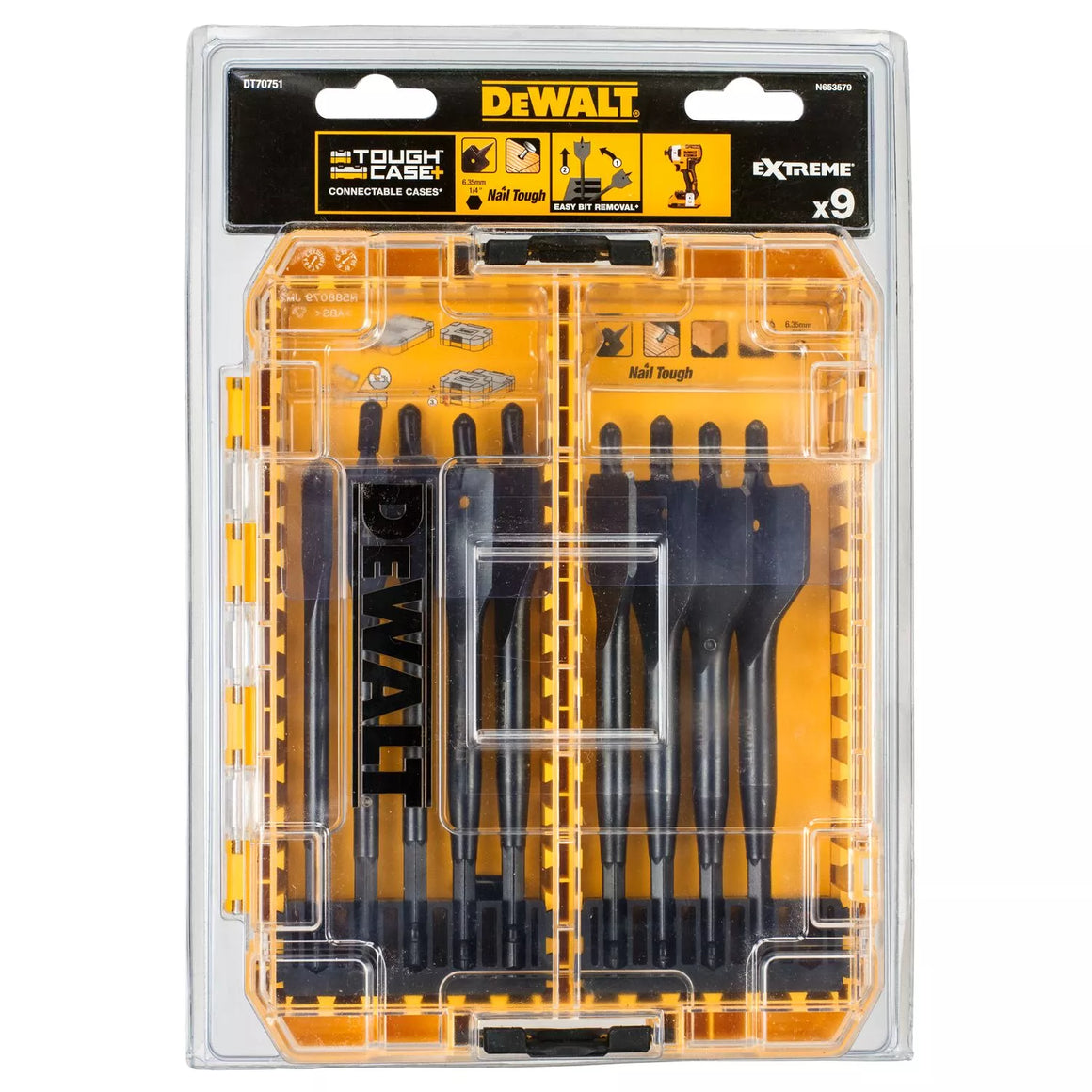 Plunksninių grąžtų rinkinys EXTREME, DeWALT, 9 vnt.
