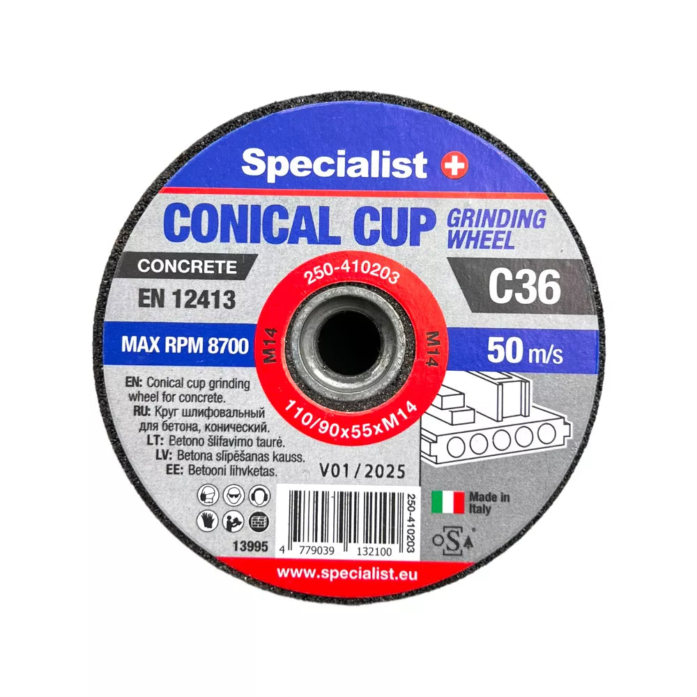 SPECIALIST+ betono šlif. taurė C36, 110/90x55xM14 mm